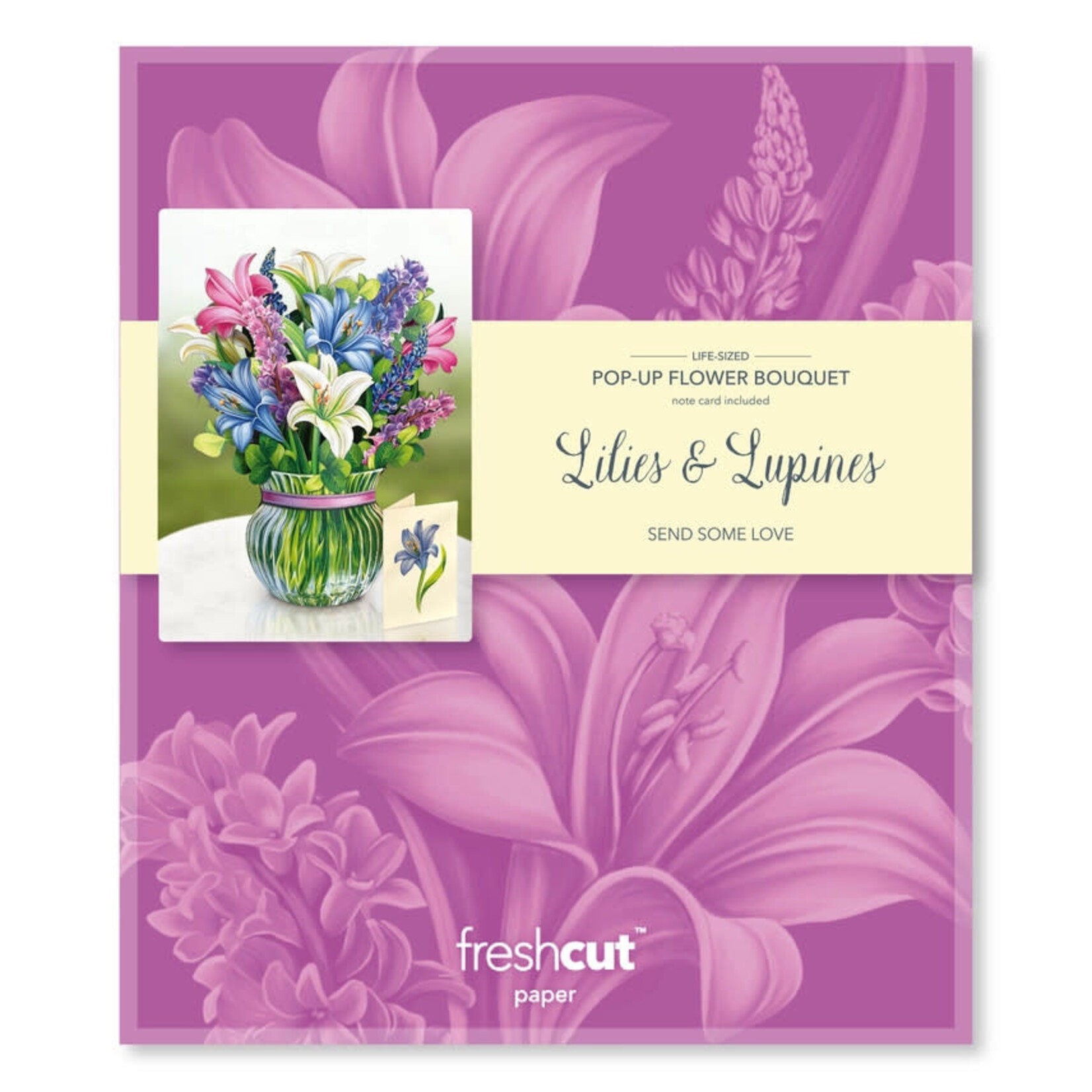 FreshCut Paper Lilies & Lupines Pop Up Bouquet