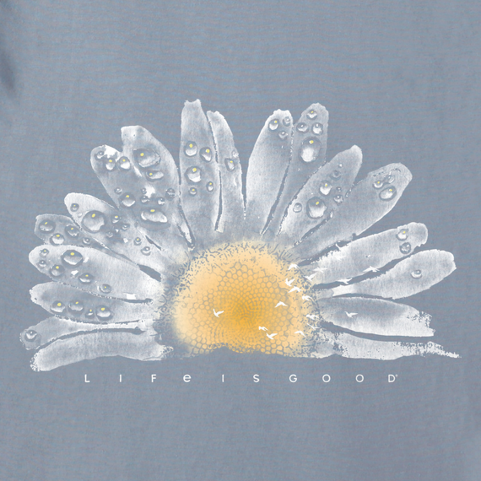 Life is Good Stone Blue Watercolor Daisy Crusher Vee