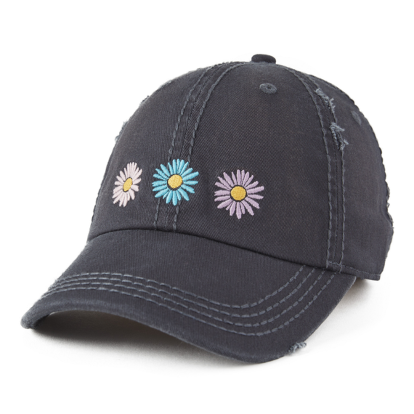 Life is Good Three Daisies Sunwashed Chill Cap