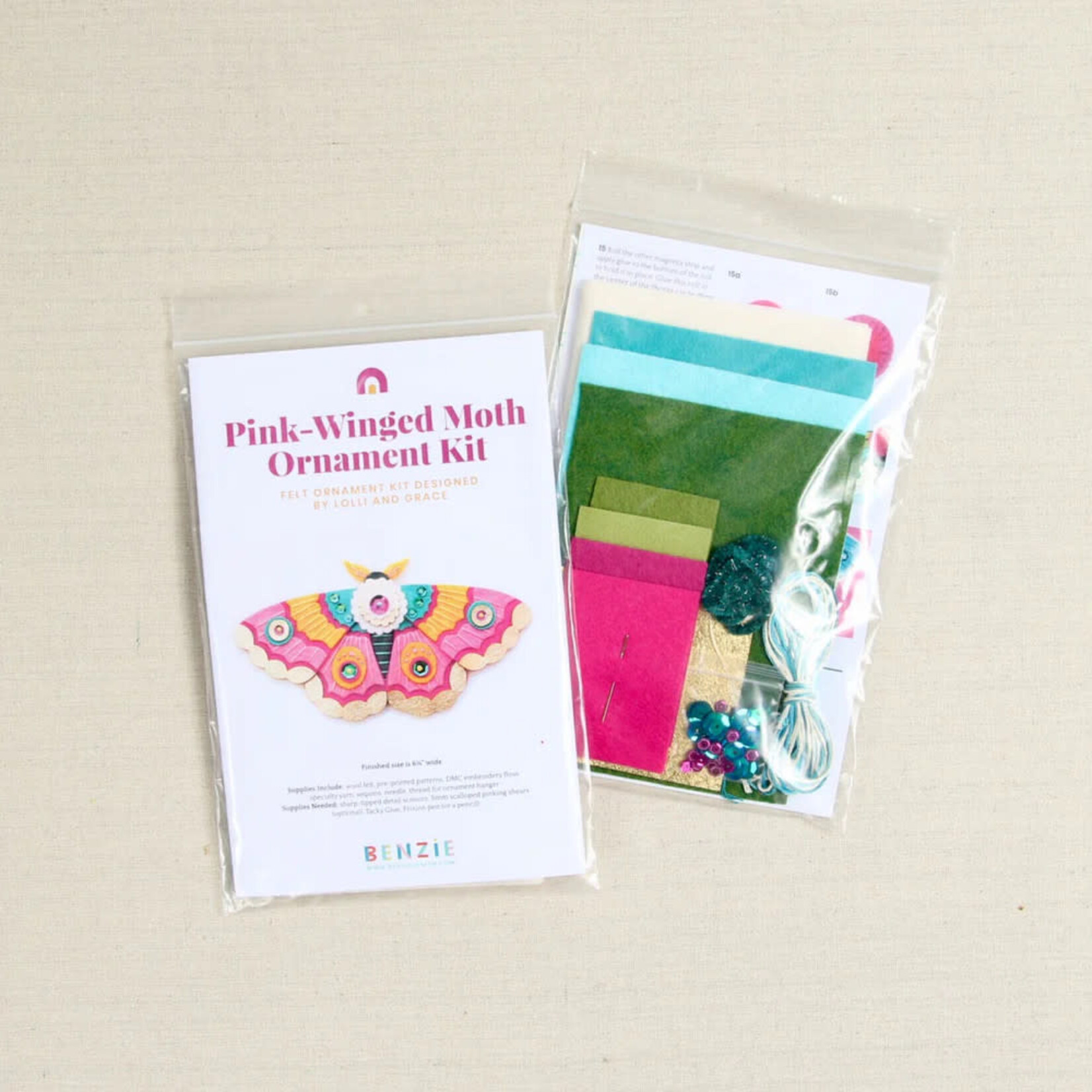 Benzie Design Pink Moth Ornament Felt Ornament Kit