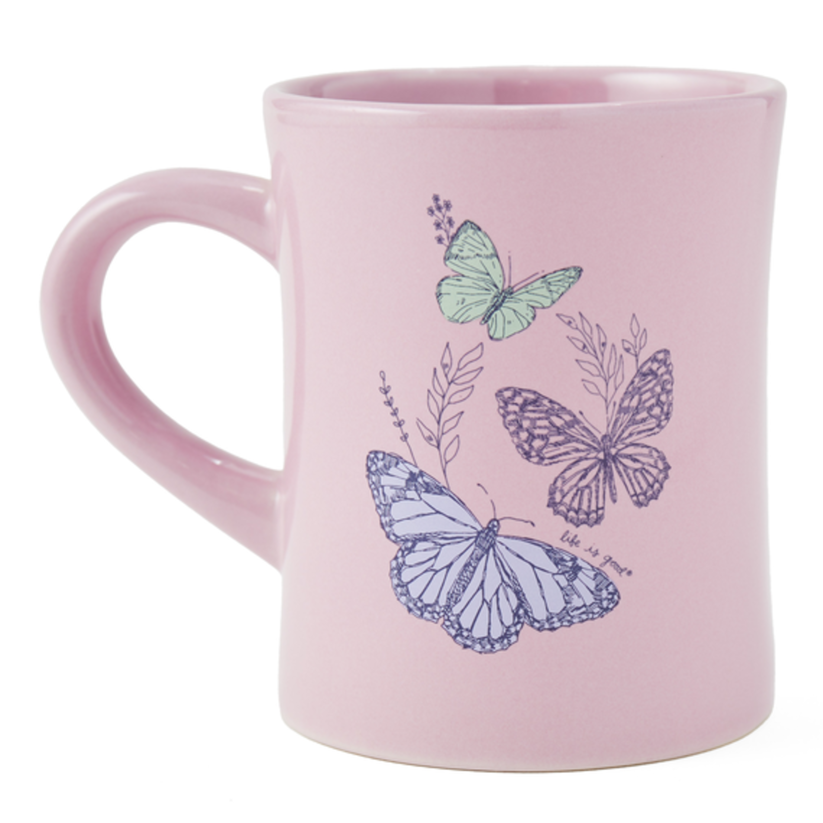 Life is Good Wildflower Butterflies Diner Mug