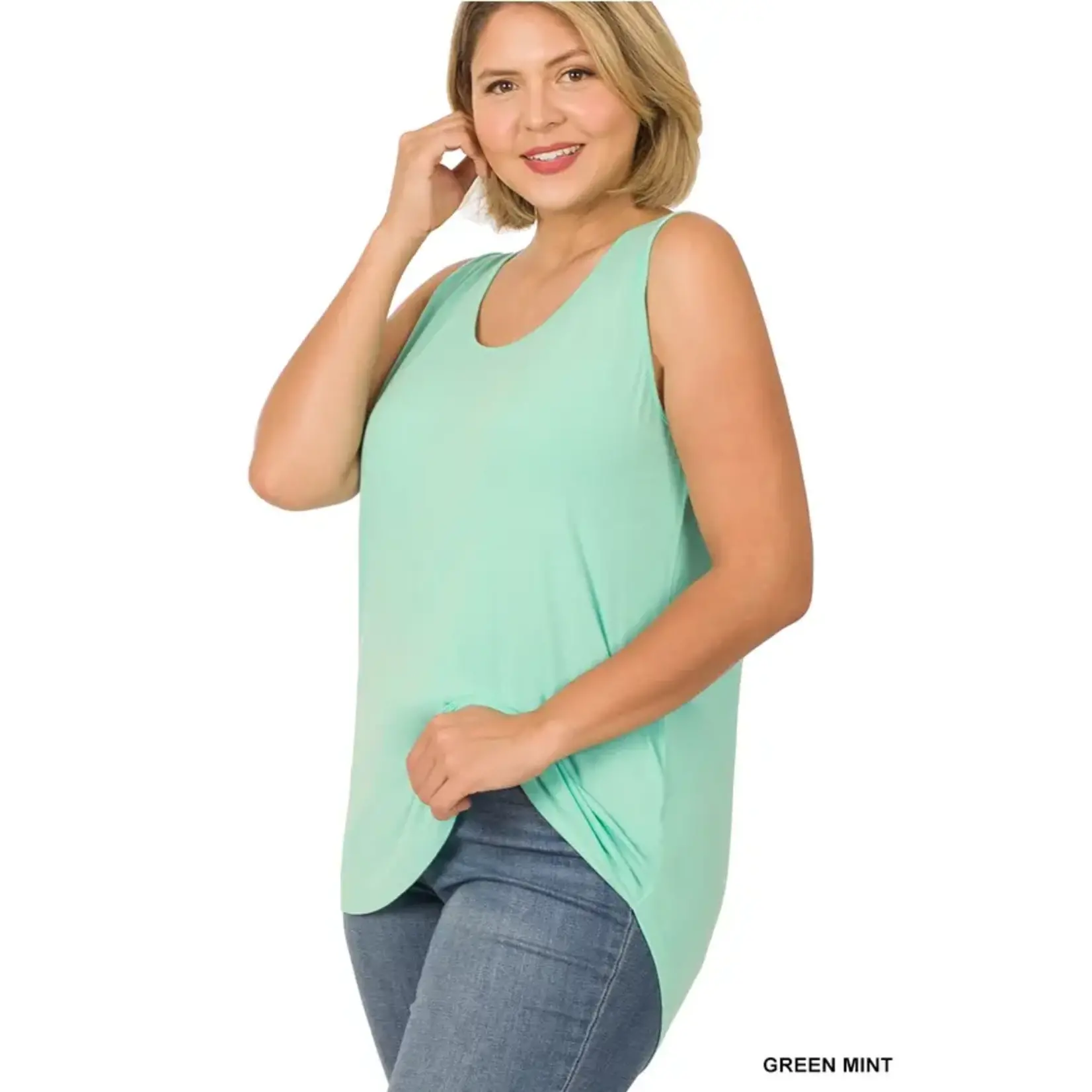 Zenana Mint Rounded Hem Tank Top