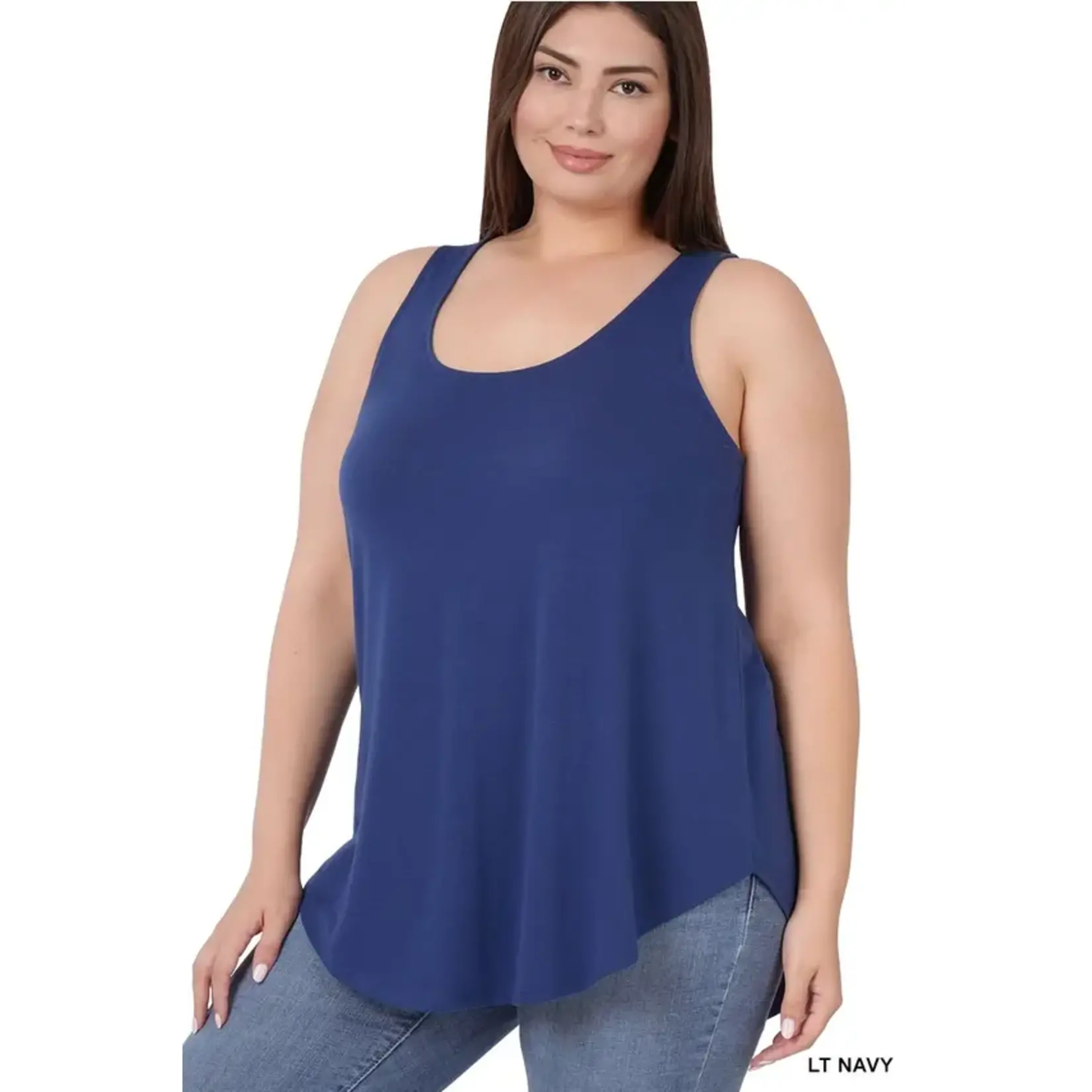 Zenana Navy Rounded Hem Tank Top