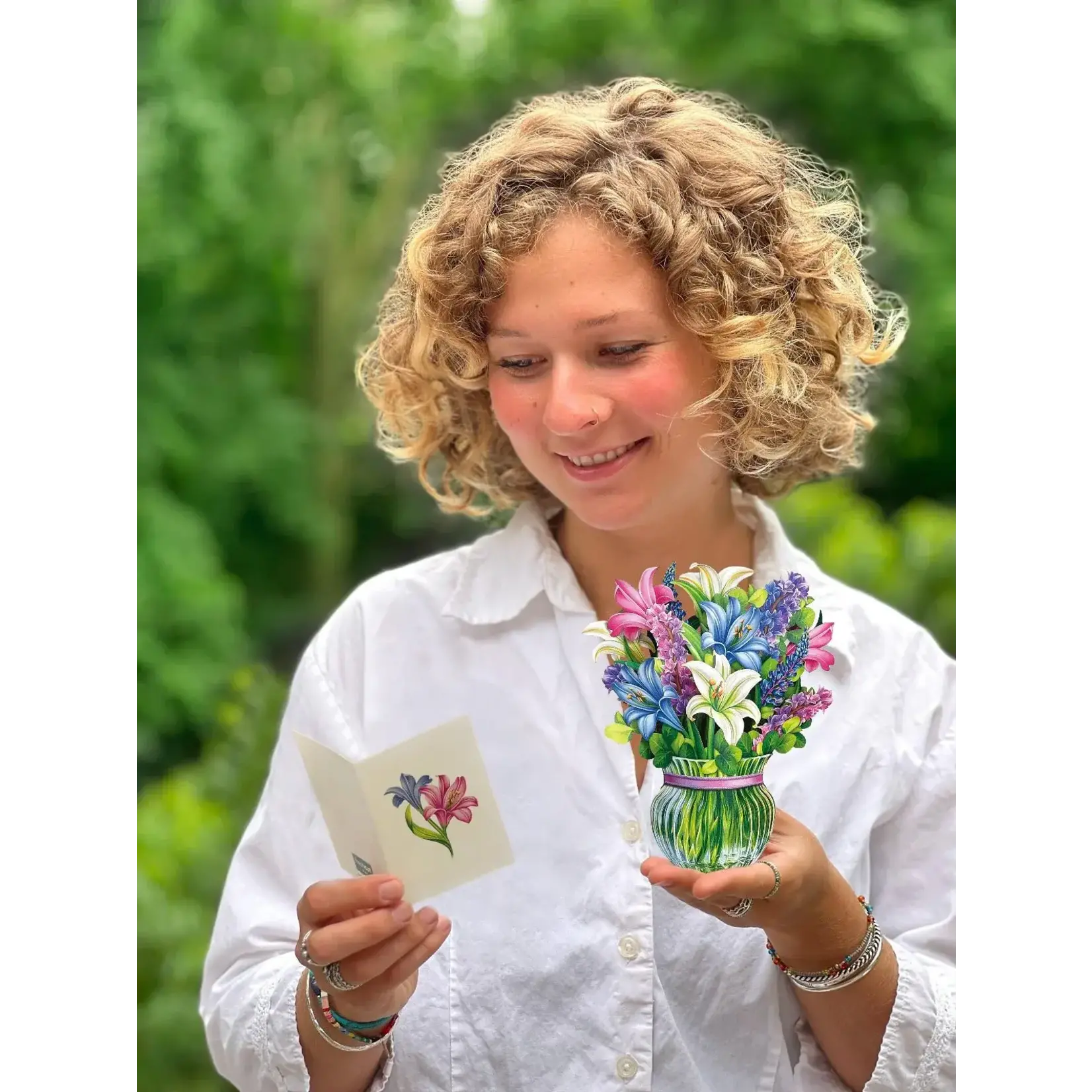 Freshcut Paper Mini Lilies & Lupines Pop Up Bouquet