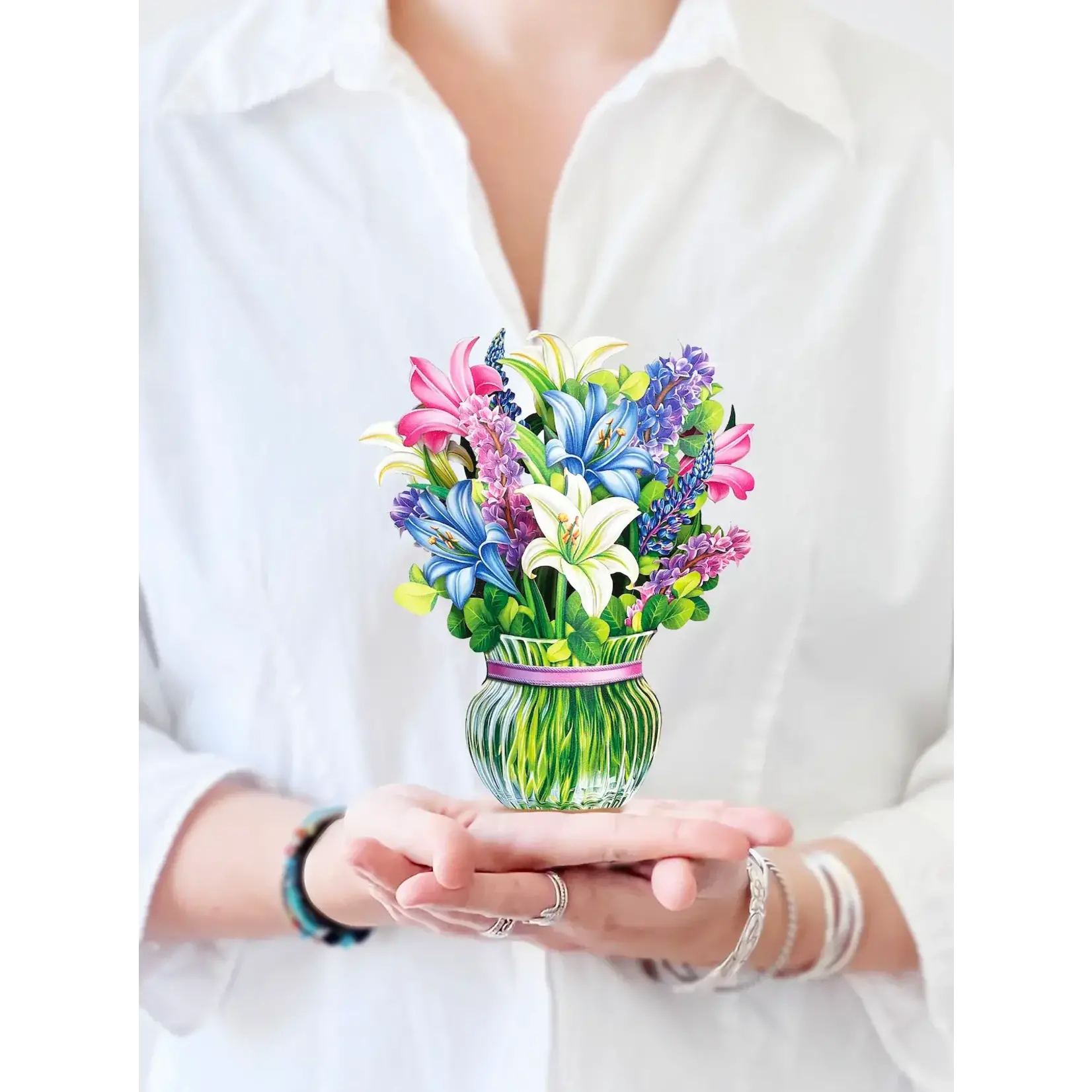 Freshcut Paper Mini Lilies & Lupines Pop Up Bouquet