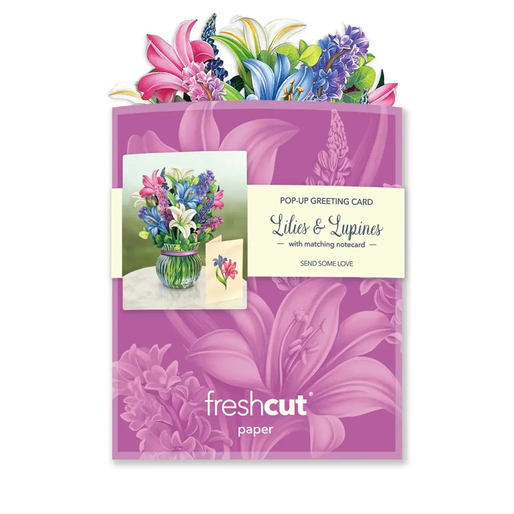 Freshcut Paper Mini Lilies & Lupines Pop Up Bouquet