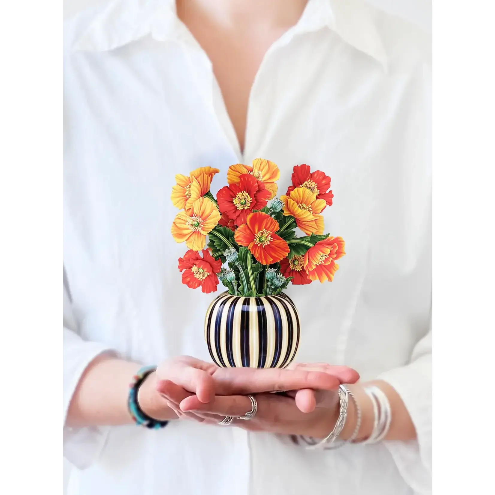 Freshcut Paper Mini French Poppies Pop Up Bouquet