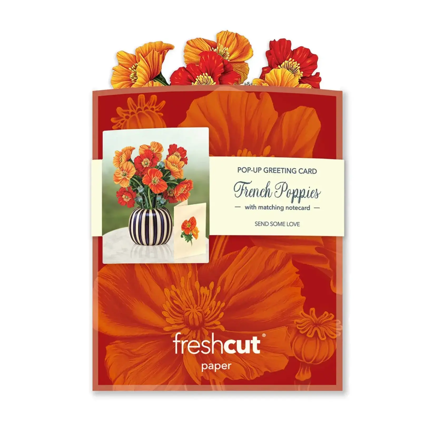 Freshcut Paper Mini French Poppies Pop Up Bouquet