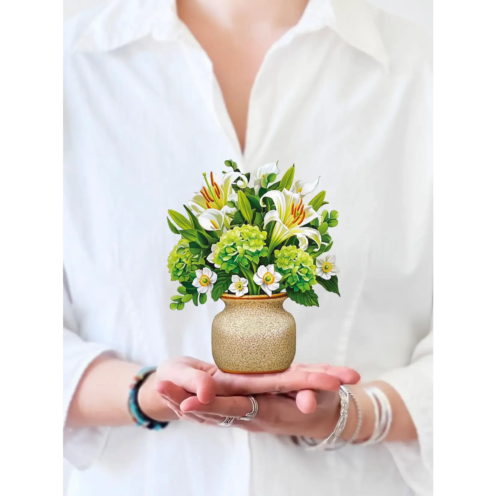 Freshcut Paper Mini Ivory & Sage Pop Up Bouquet