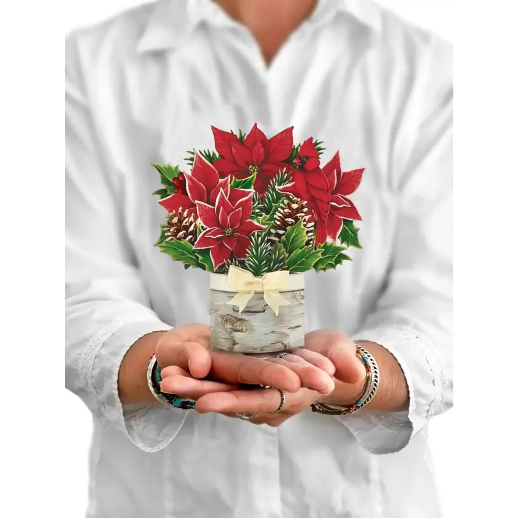 Freshcut Paper Mini Birch Poinsettia Pop Up Bouquet