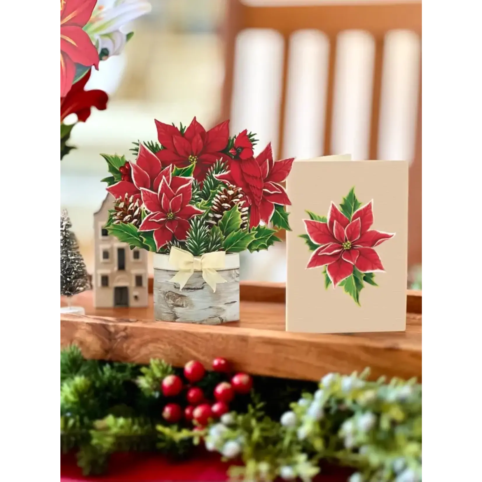 Freshcut Paper Mini Birch Poinsettia Pop Up Bouquet