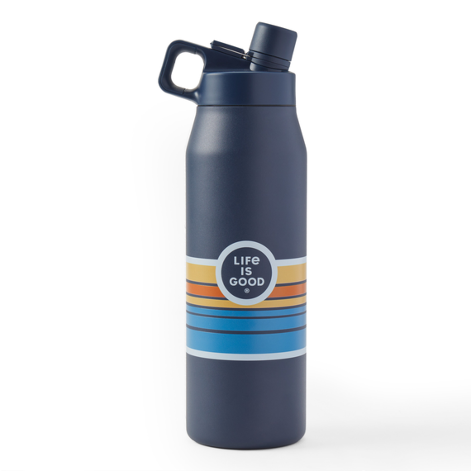 Life is Good Stripe Mountains Twist Top Water Bottle