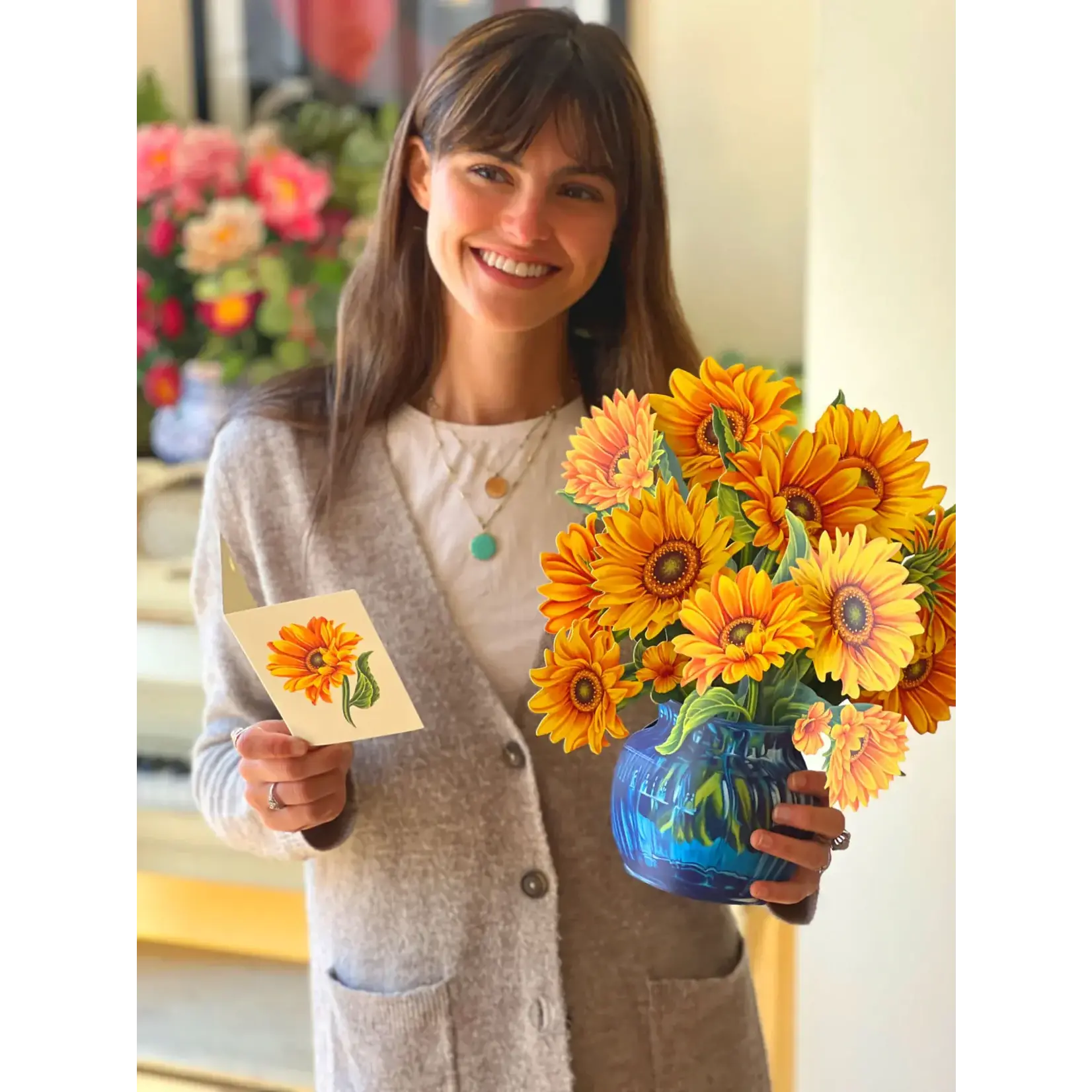 FreshCut Paper Sunflowers Pop Up Bouquet