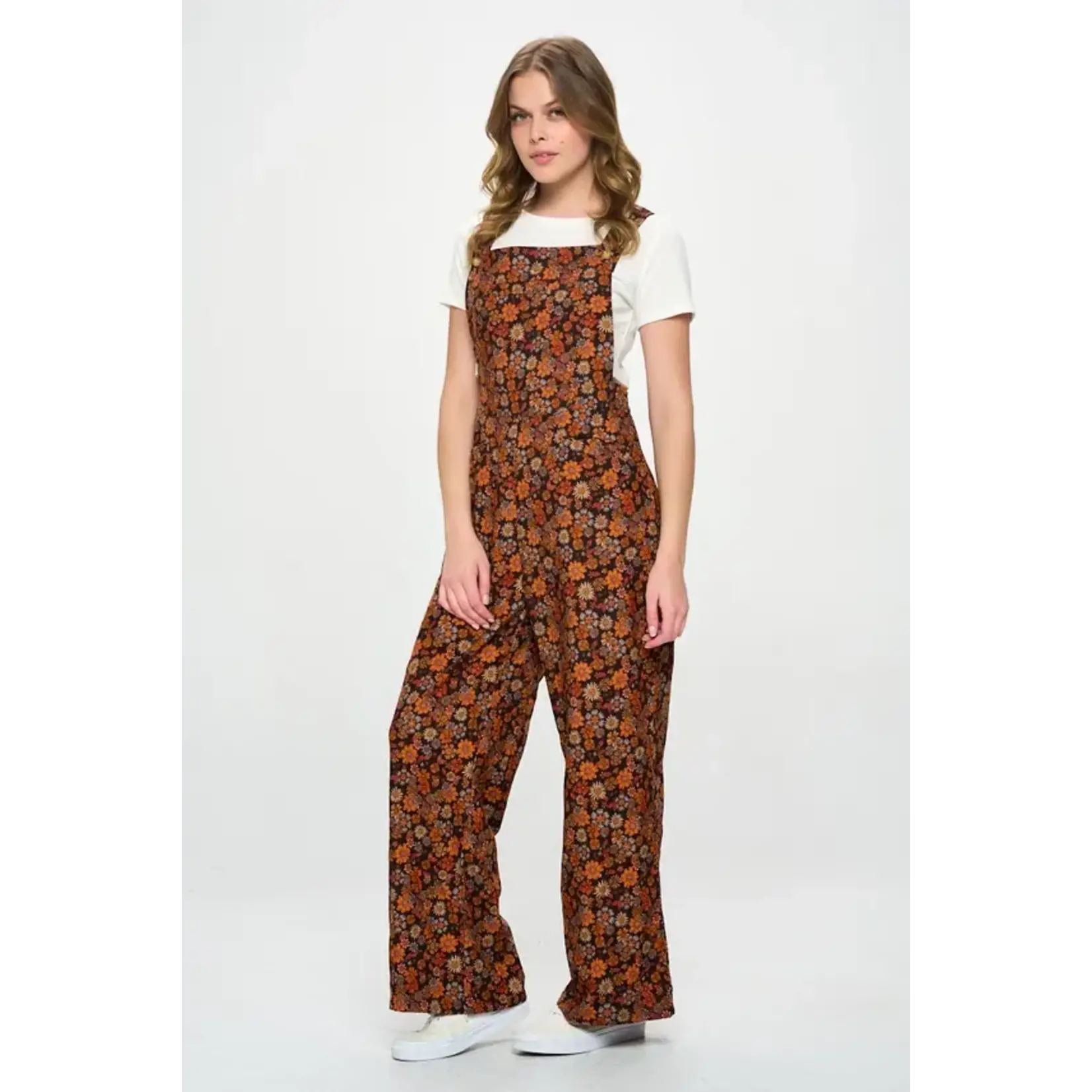 SM Wardrobe Fall Floral Corduroy Overalls