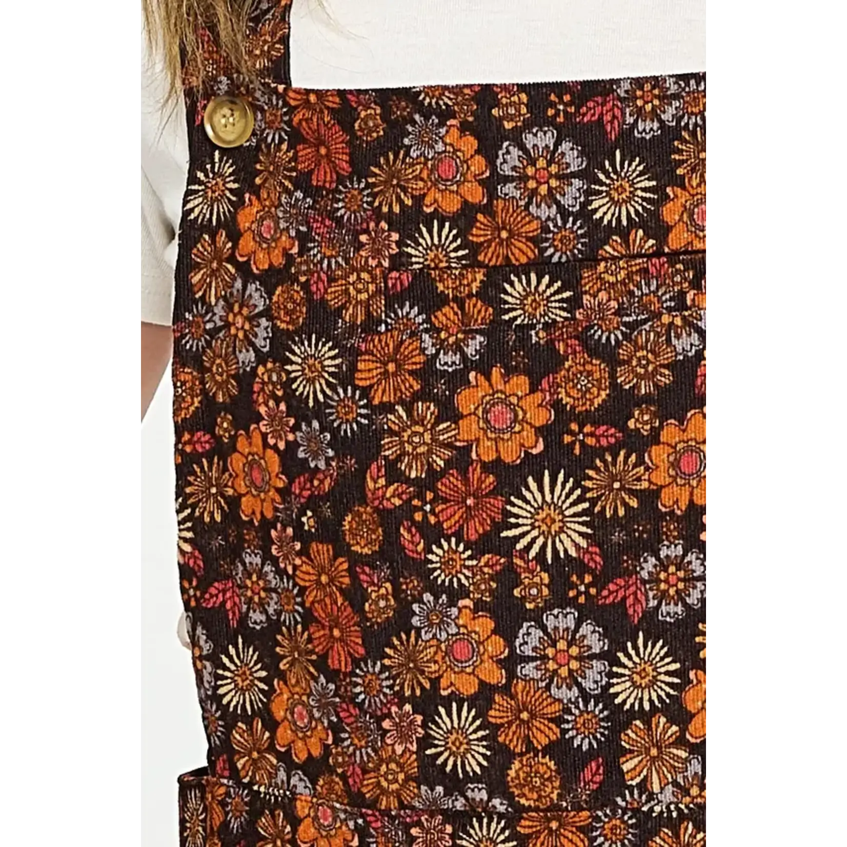 SM Wardrobe Fall Floral Corduroy Overalls