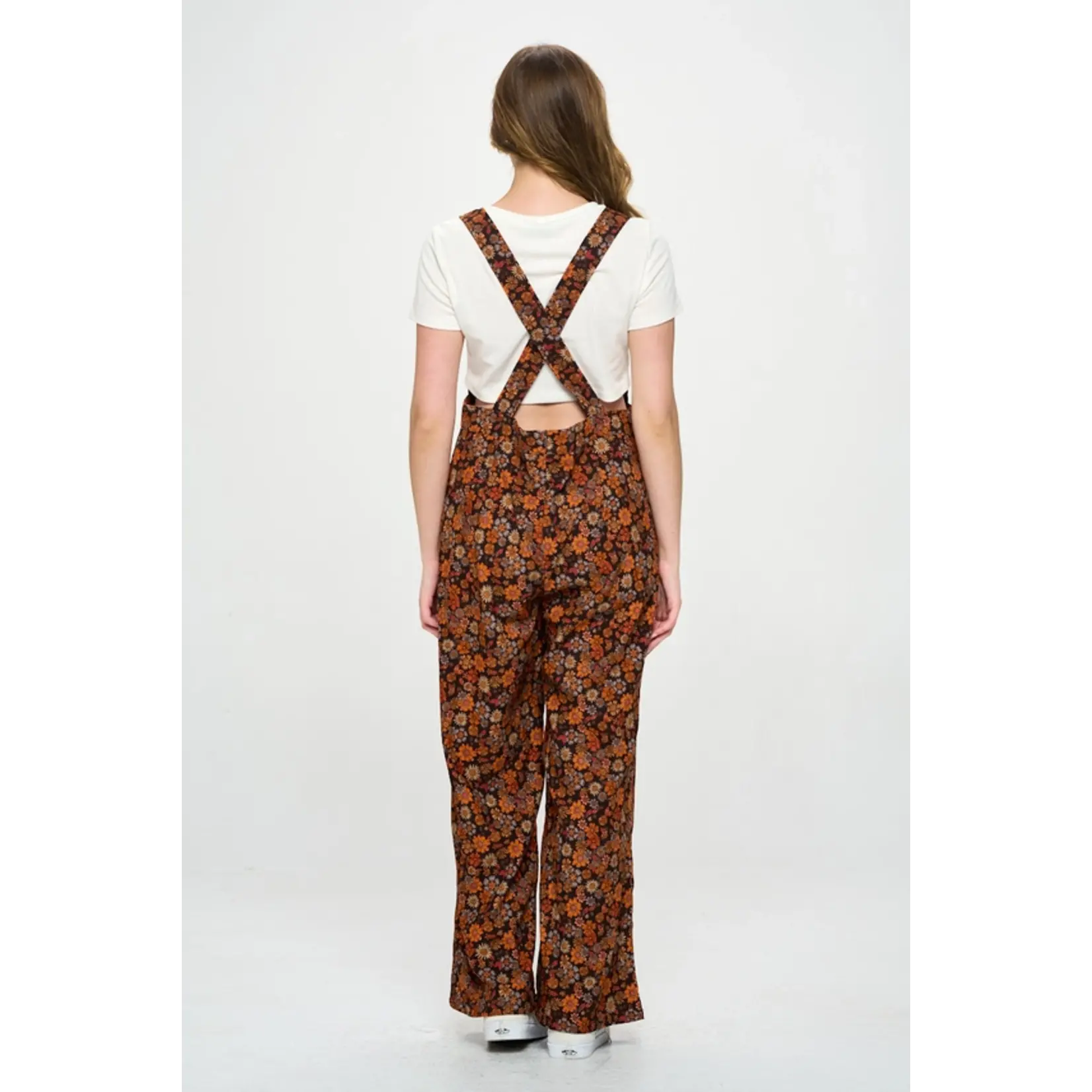 SM Wardrobe Fall Floral Corduroy Overalls