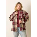 Polagram by Wellmade USA Burgundy Plaid Collared Shacket