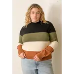 Polagram by Wellmade USA Colorblock Mockneck Sweater