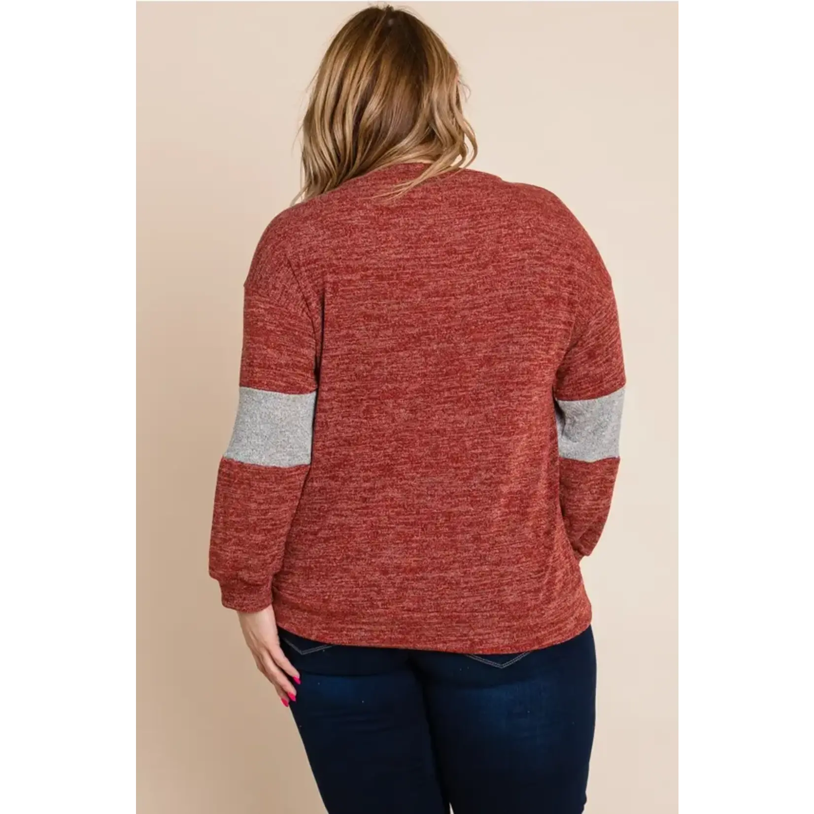 Emerald Collection Rust Color Block Sweater