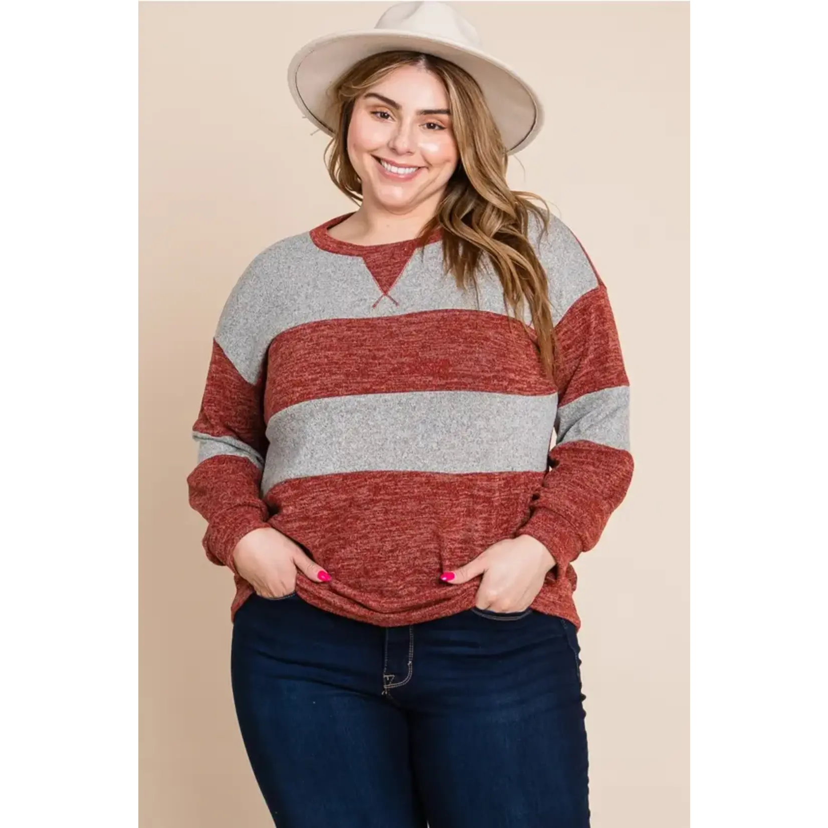 Emerald Collection Rust Color Block Sweater