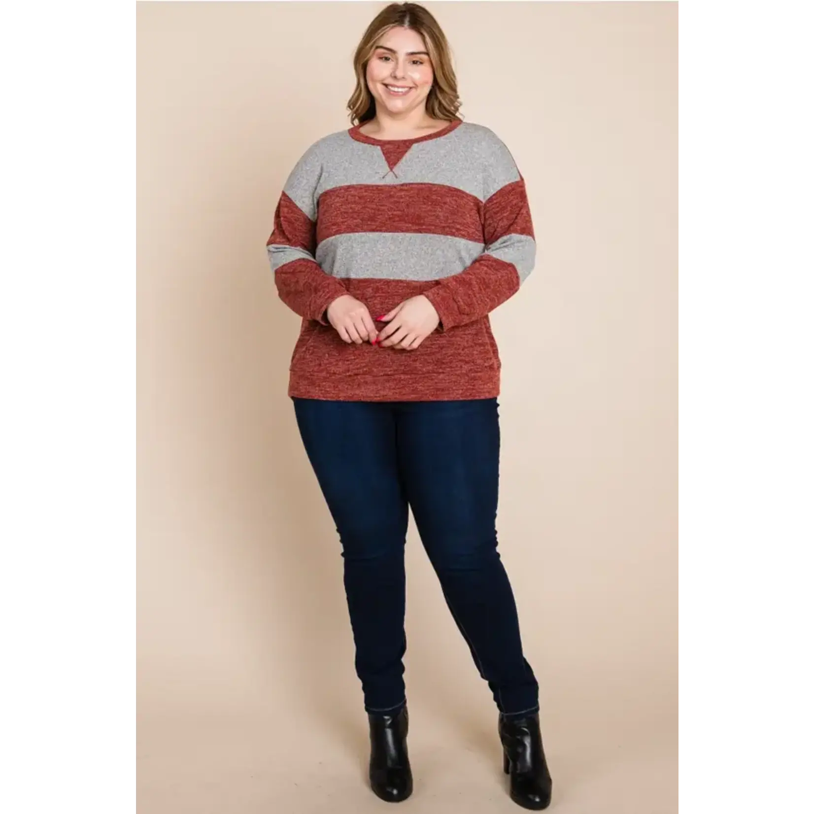 Emerald Collection Rust Color Block Sweater