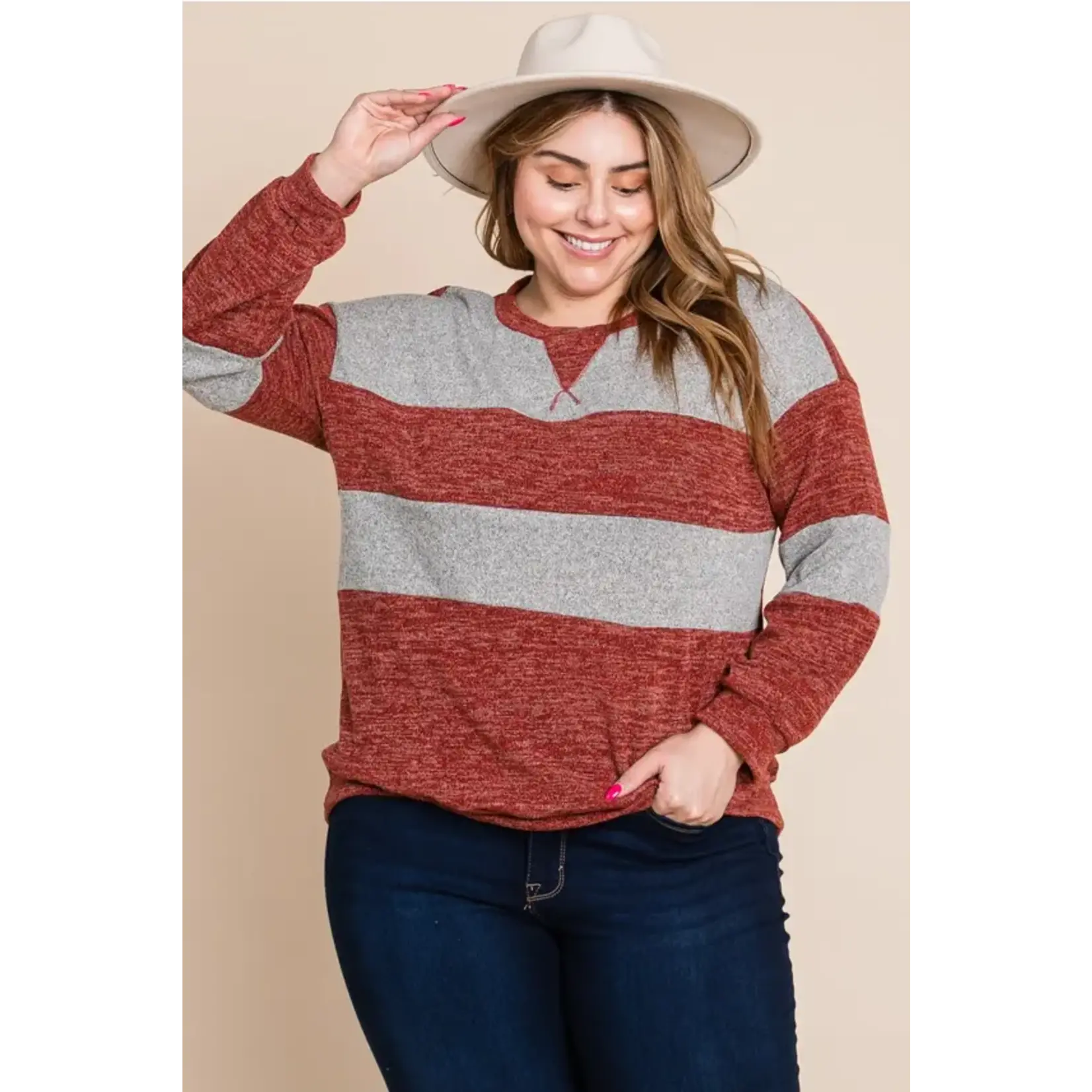 Emerald Collection Rust Color Block Sweater
