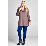 Emerald Collection Walnut Brown Hacci Cowl Neck Top