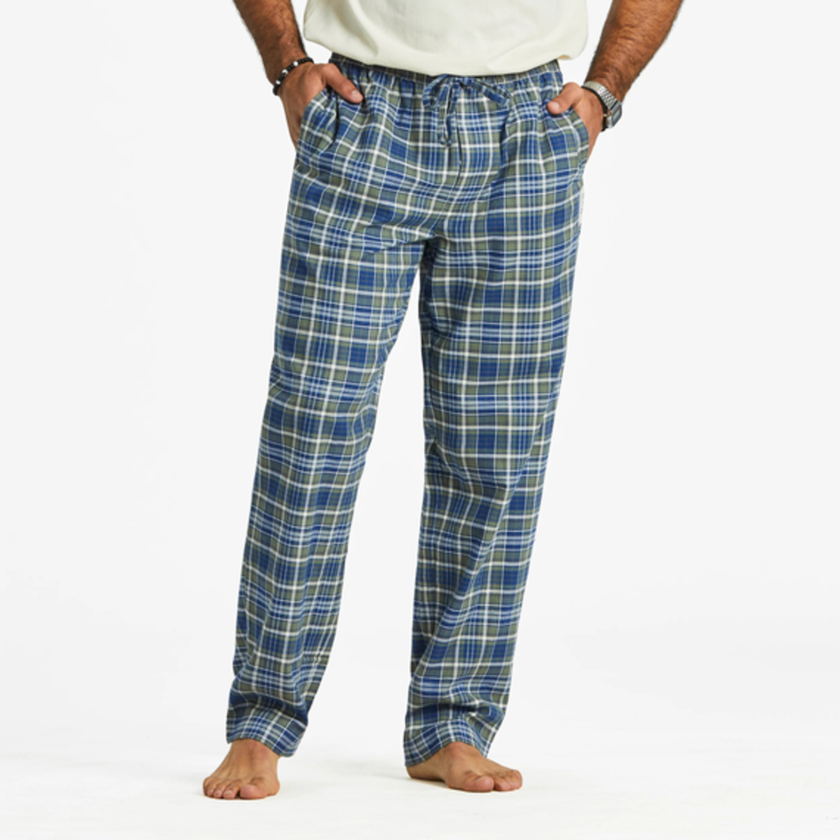 Life is Good Blue & Green Plaid Classic Sleep Pants