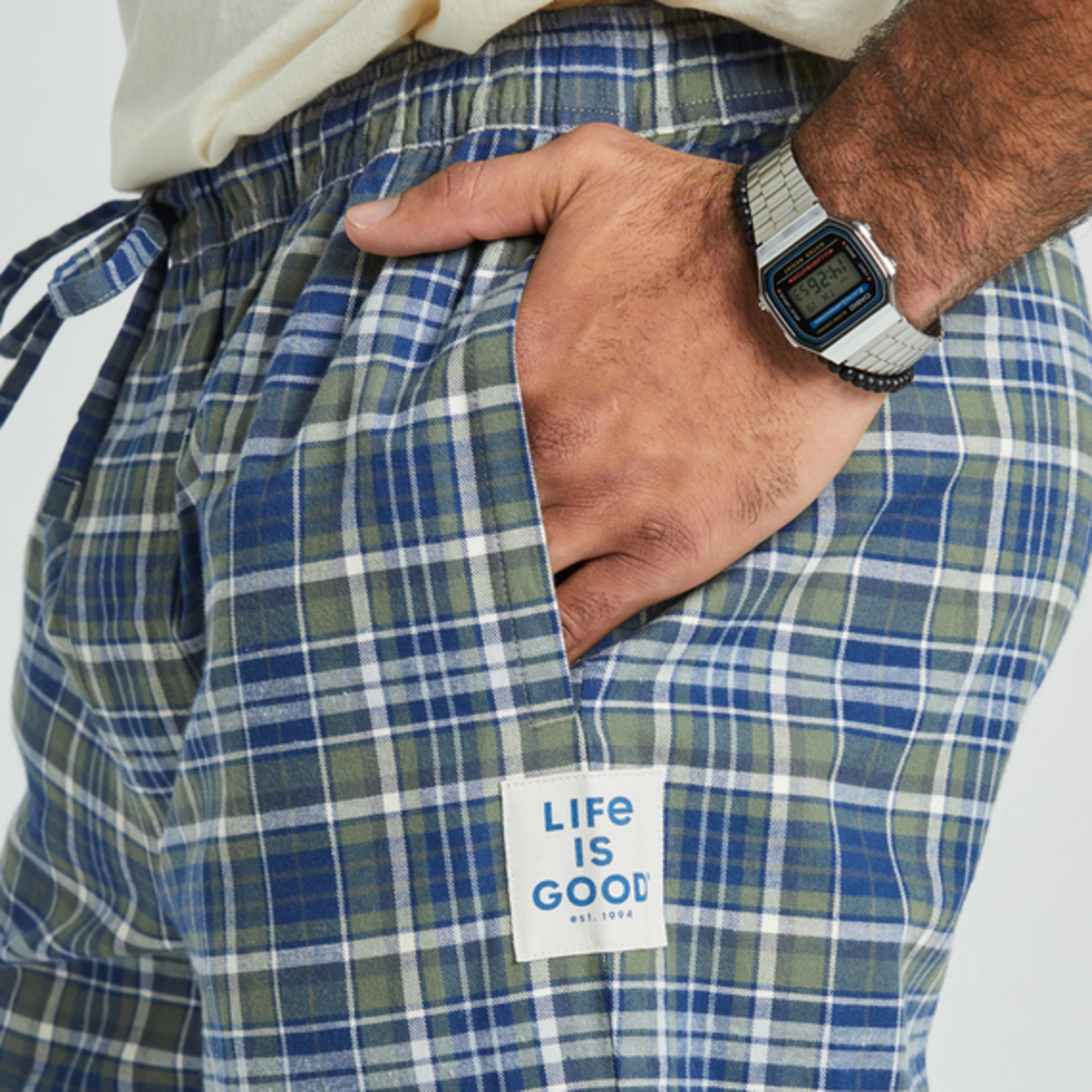Life is Good Blue & Green Plaid Classic Sleep Pants