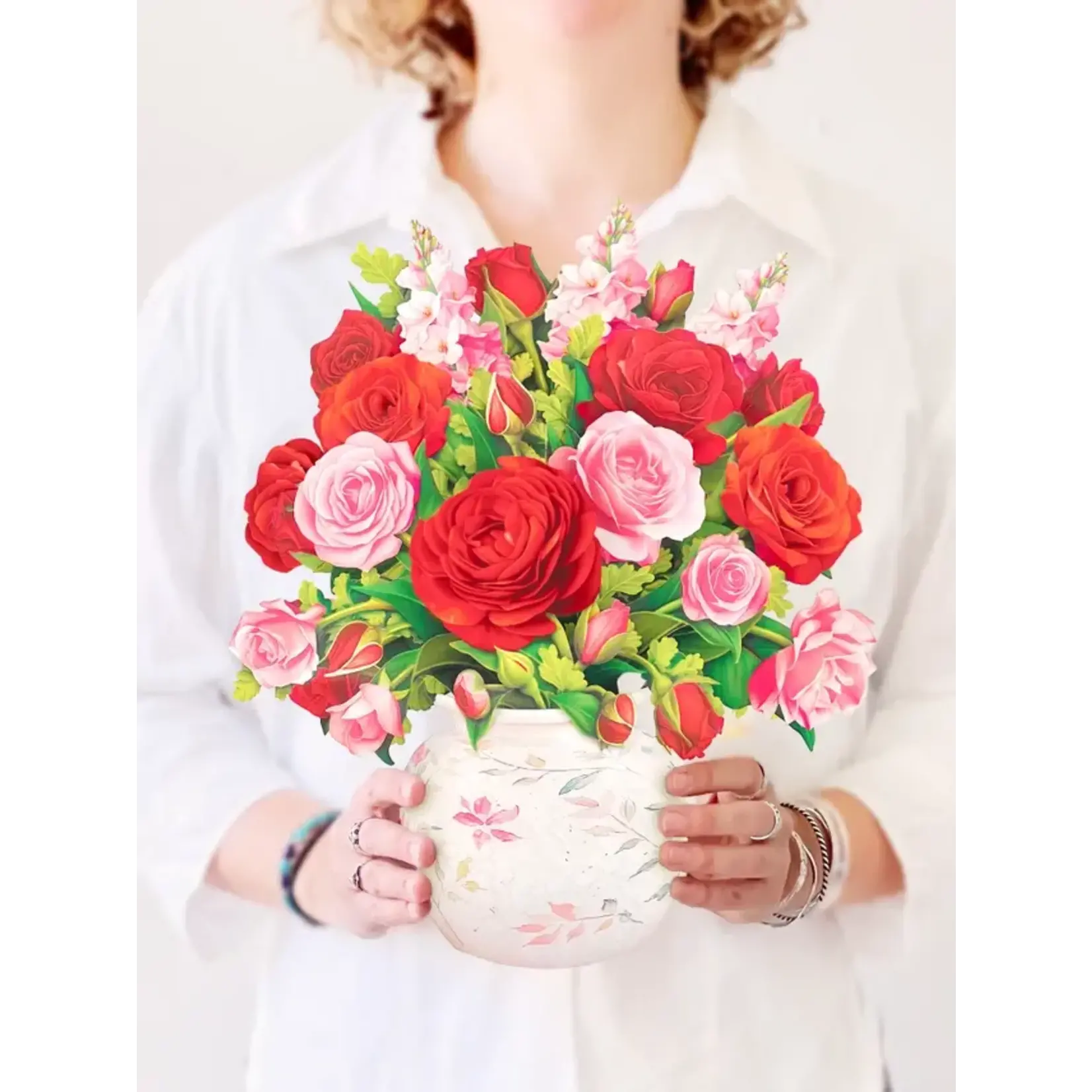 FreshCut Paper Blooming Roses Pop Up Bouquet