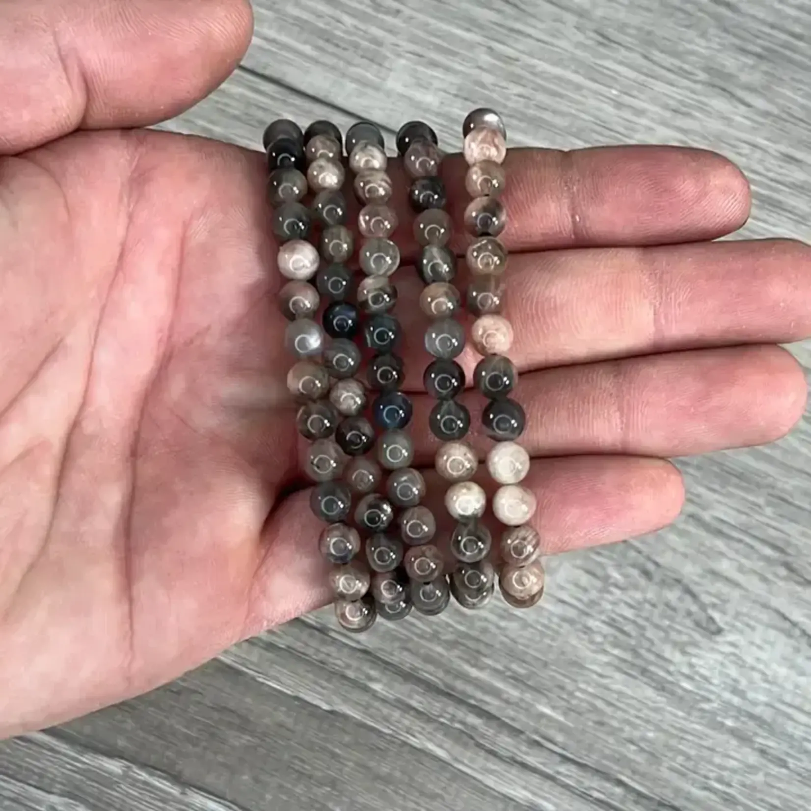 Keystone Crystals 6mm Black Moonstone Bracelet