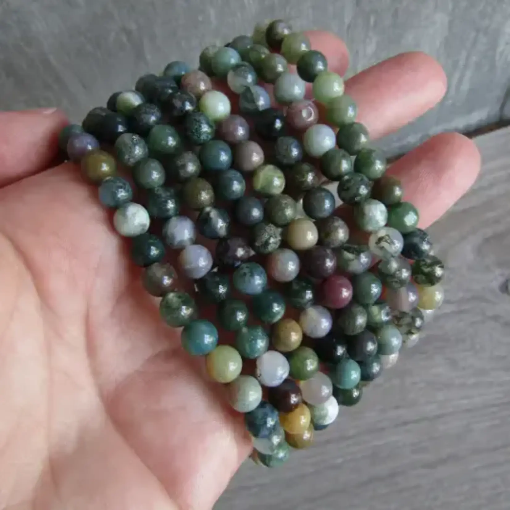 Keystone Crystals 6mm Moss Agate Bracelet