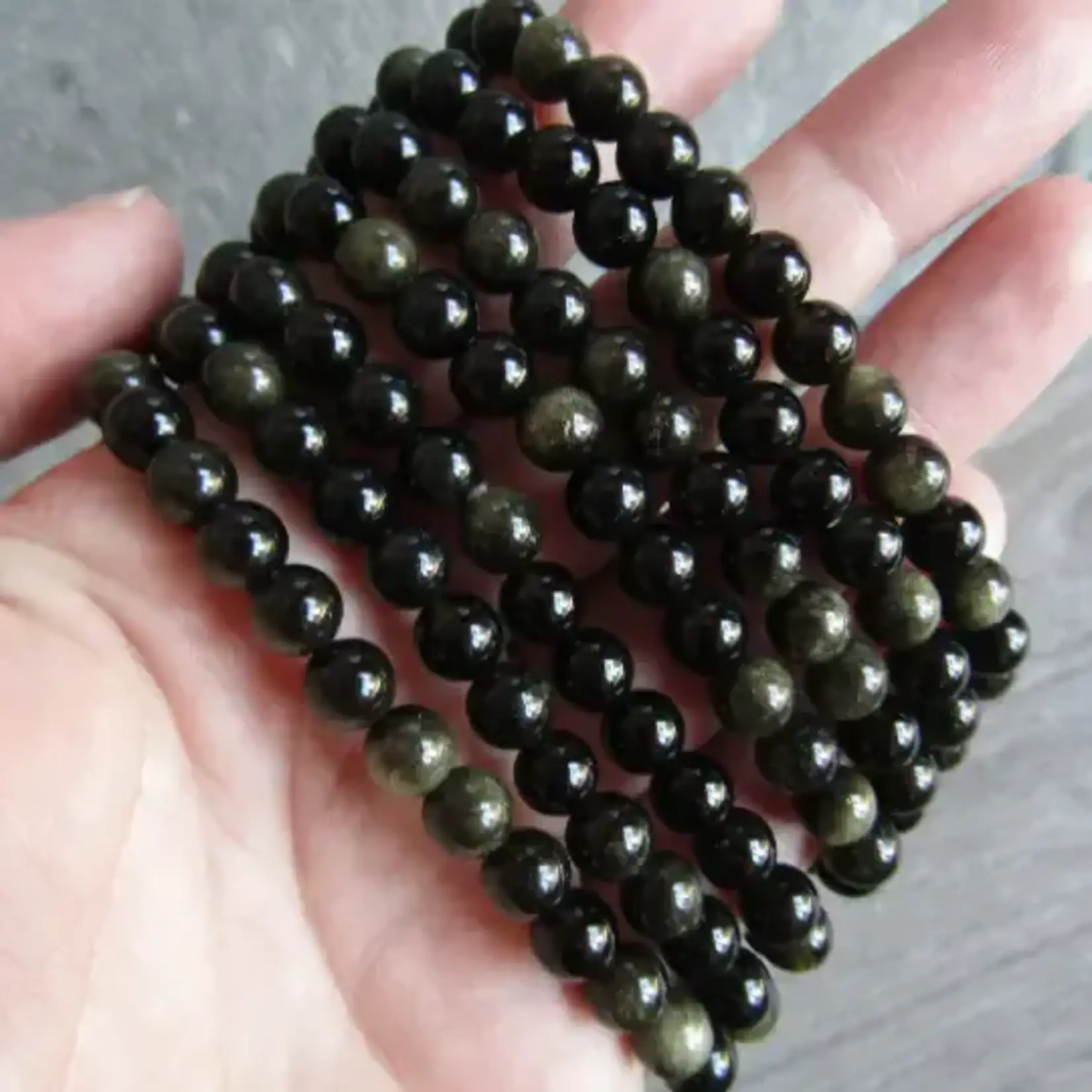 Keystone Crystals 6mm Sheen Obsidian Bracelet