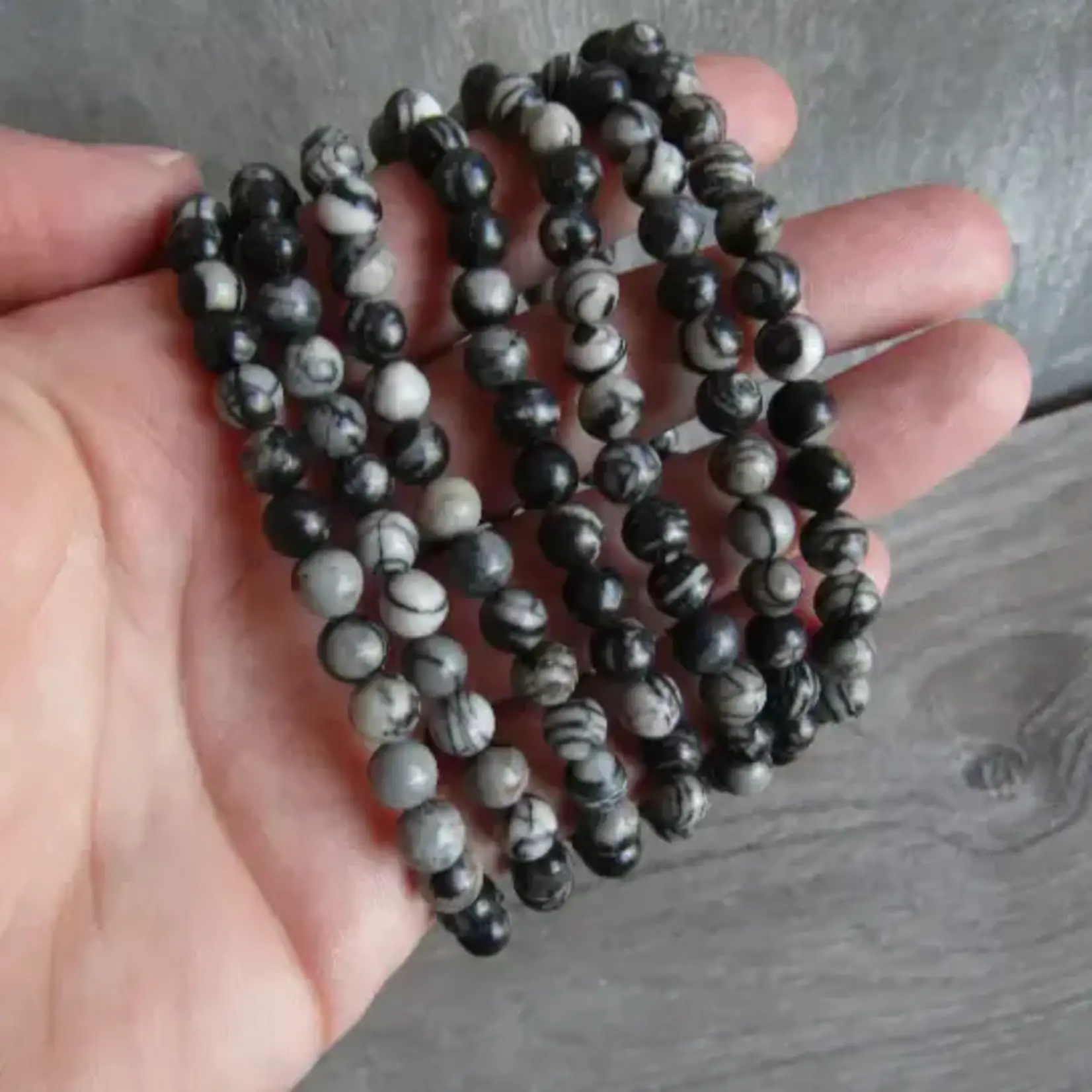 Keystone Crystals 6mm Spider Web Jasper Bracelet