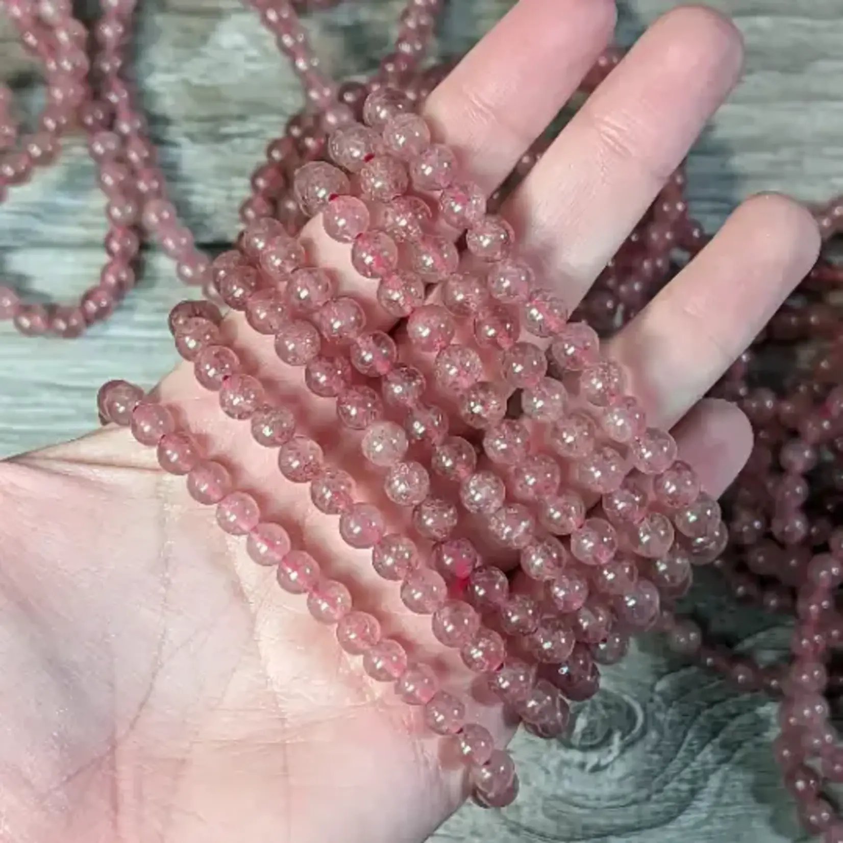 Keystone Crystals 6mm Strawberry Quartz Bracelet