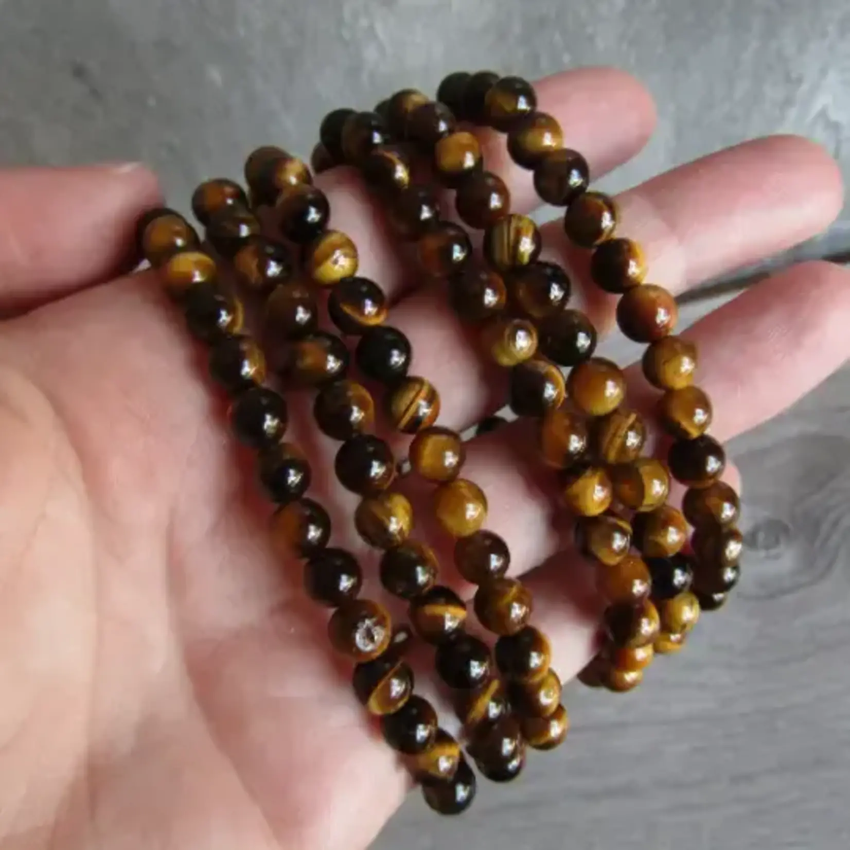 Keystone Crystals 6mm Tiger Eye Bracelet