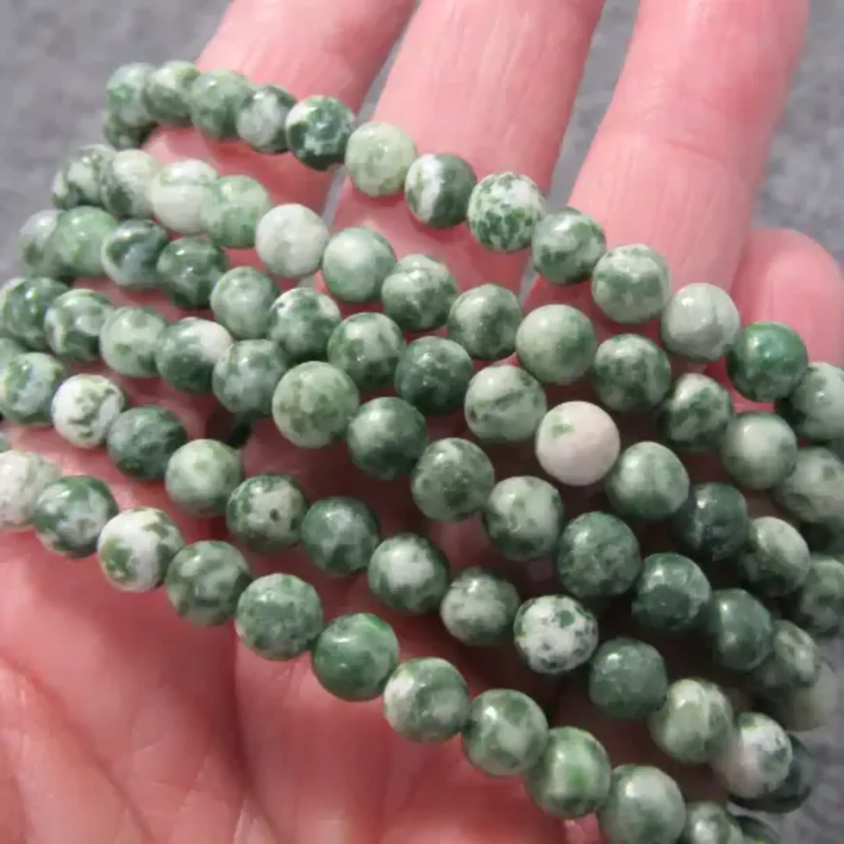 Keystone Crystals 6mm Tree Agate Bracelet