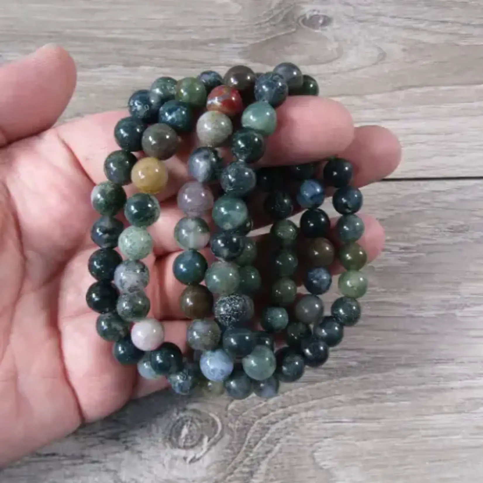 Keystone Crystals 8mm Moss Agate Bracelet