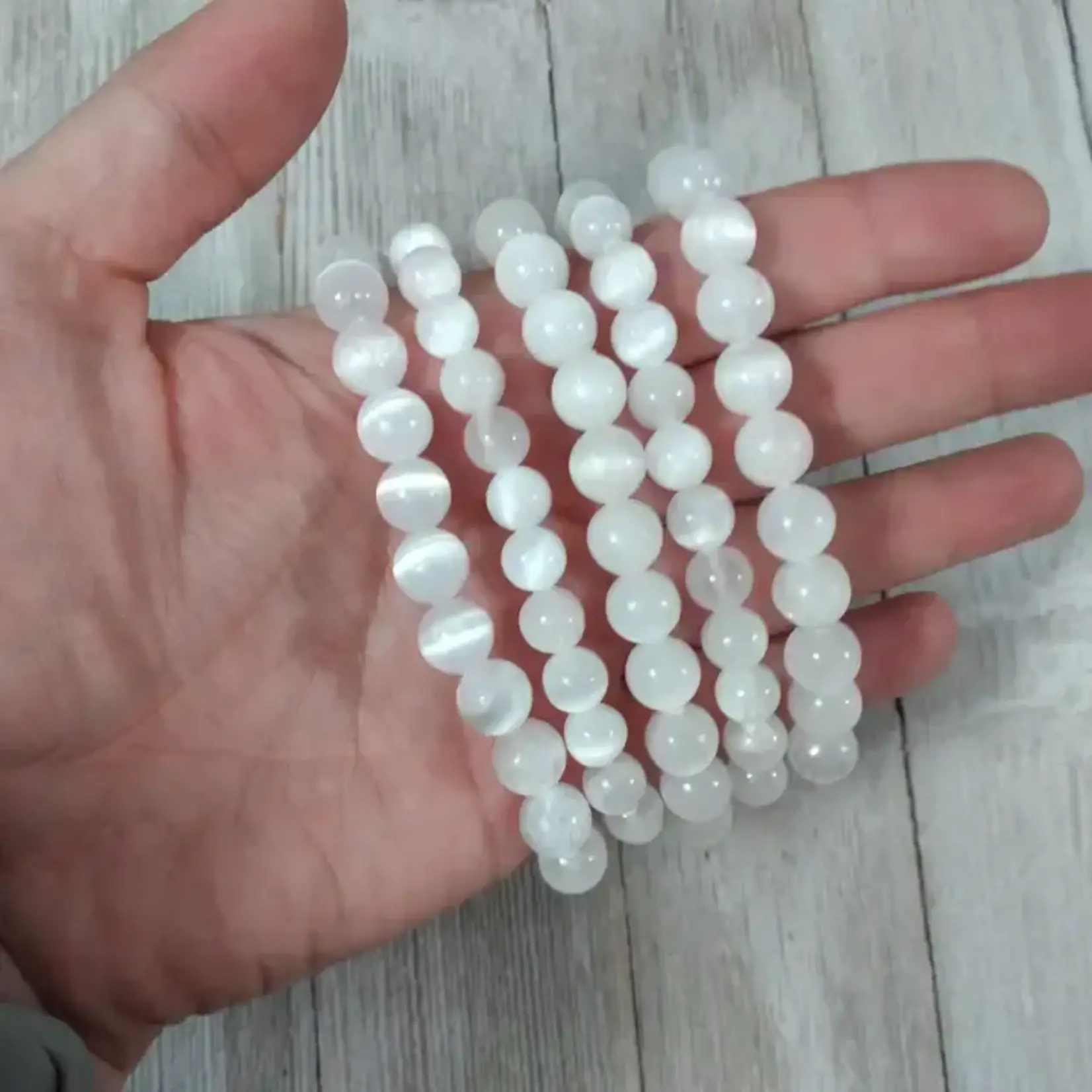 Keystone Crystals 8mm Selenite Bracelet