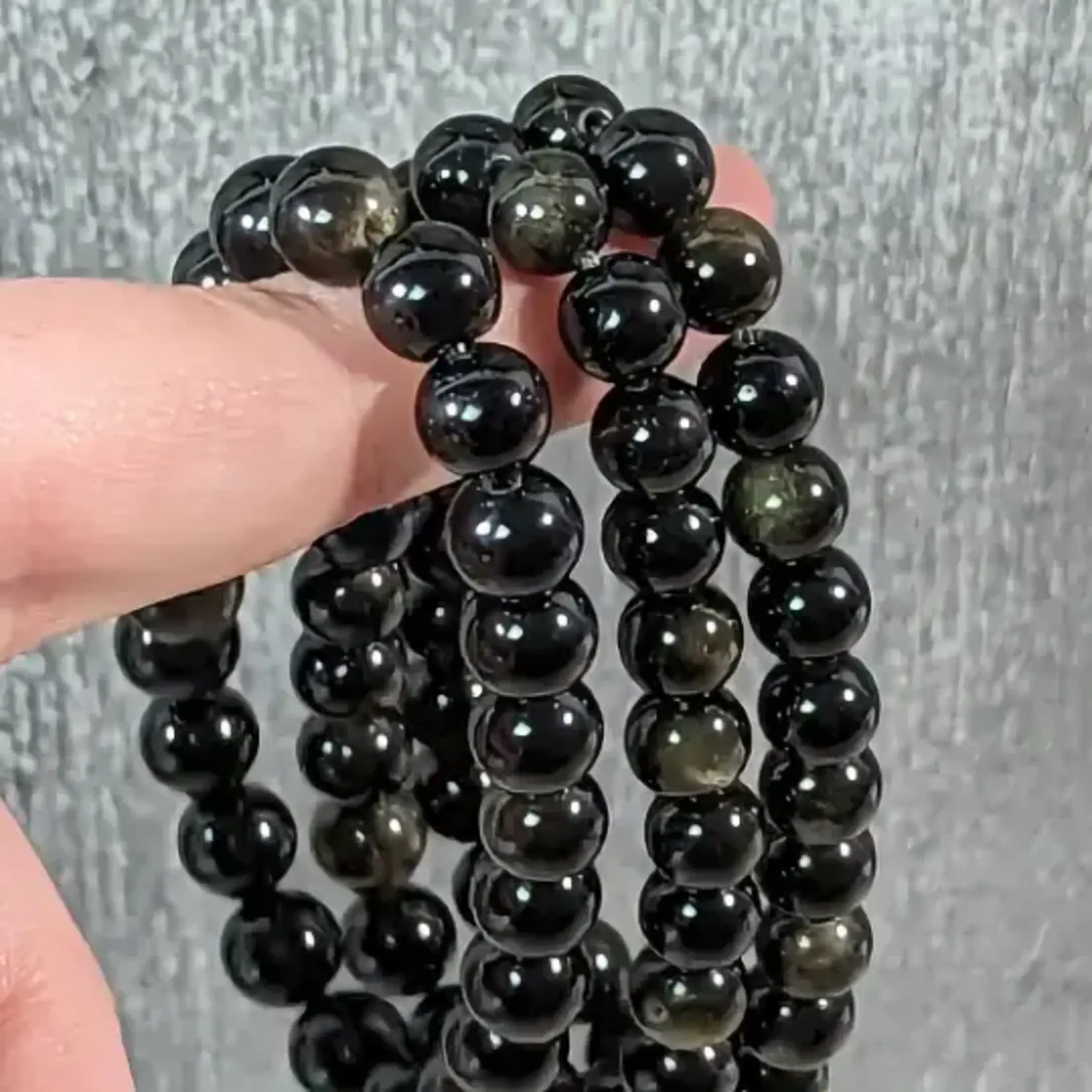 Keystone Crystals 8mm Sheen Obsidian Bracelet