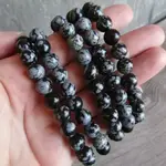 Keystone Crystals 8mm Snowflake Obsidian Bracelet