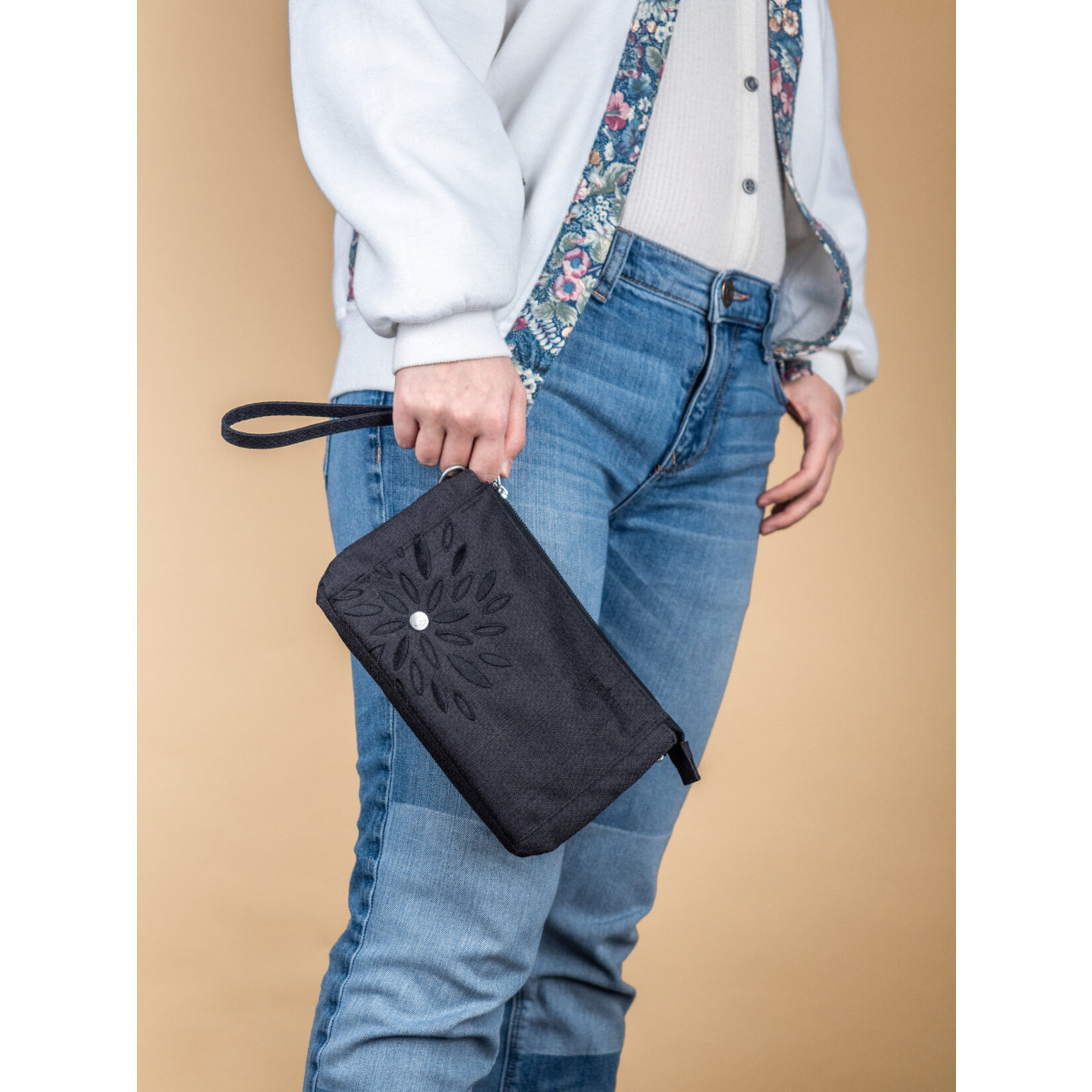 Haiku Black In Bloom Stride Wristlet