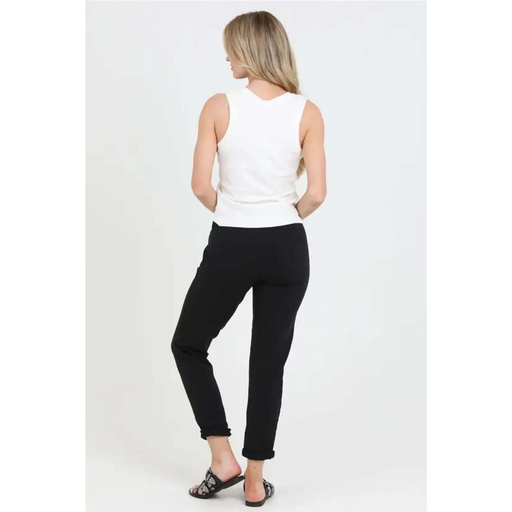 Black Tie Front Zip Pocket Joggers