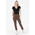 Cocoa Brown Tie Front Zip Pocket Joggers