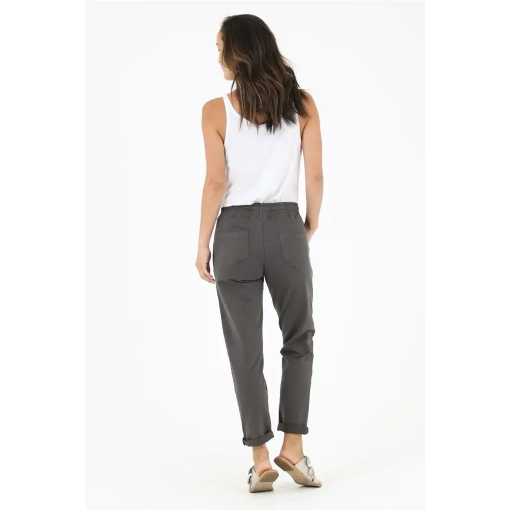 Slate Tie Front Zip Pocket Joggers