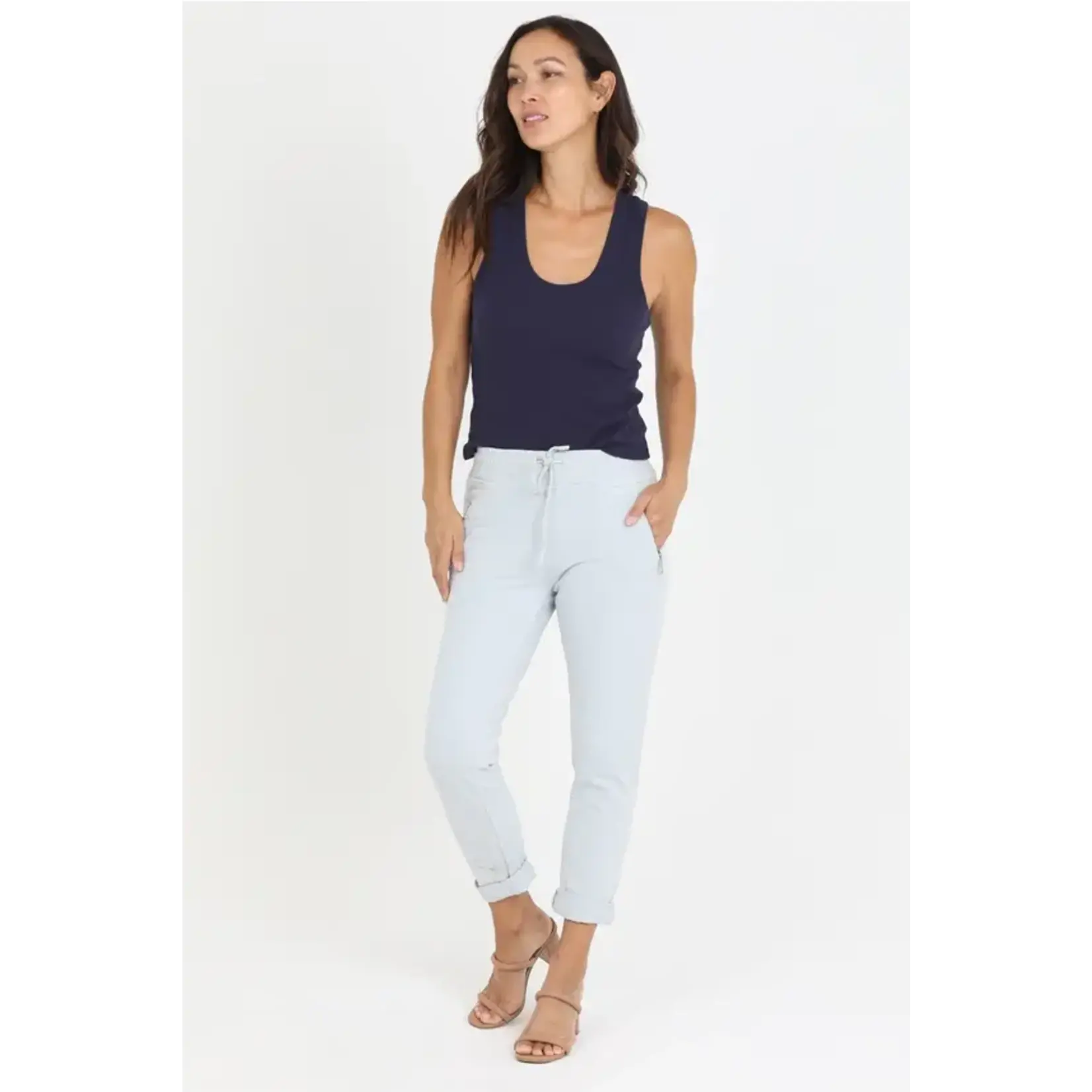 Light Grey Tie Front Zip Pocket Joggers
