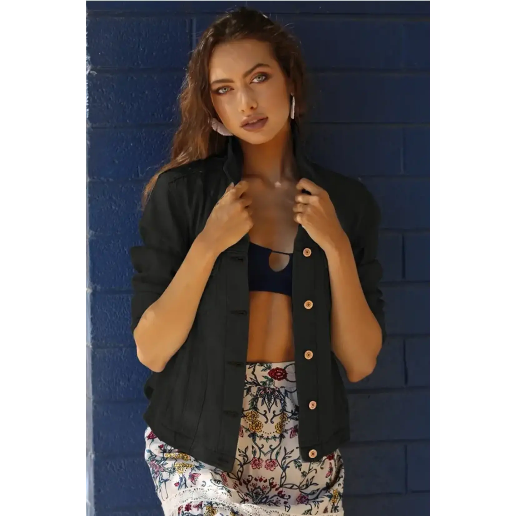 Angie Black Wash Denim Jacket