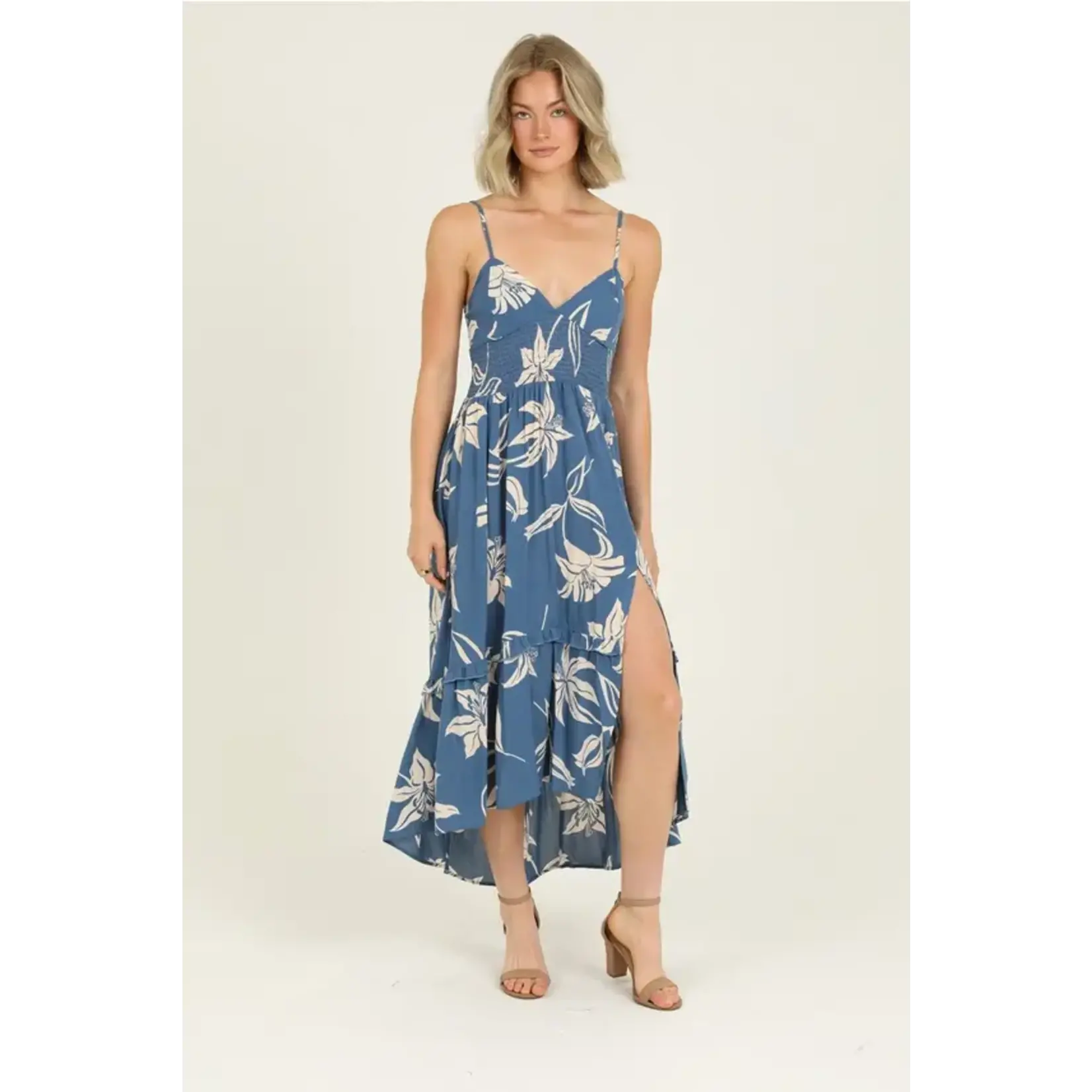 Angie Lace Up Back Floral Dress