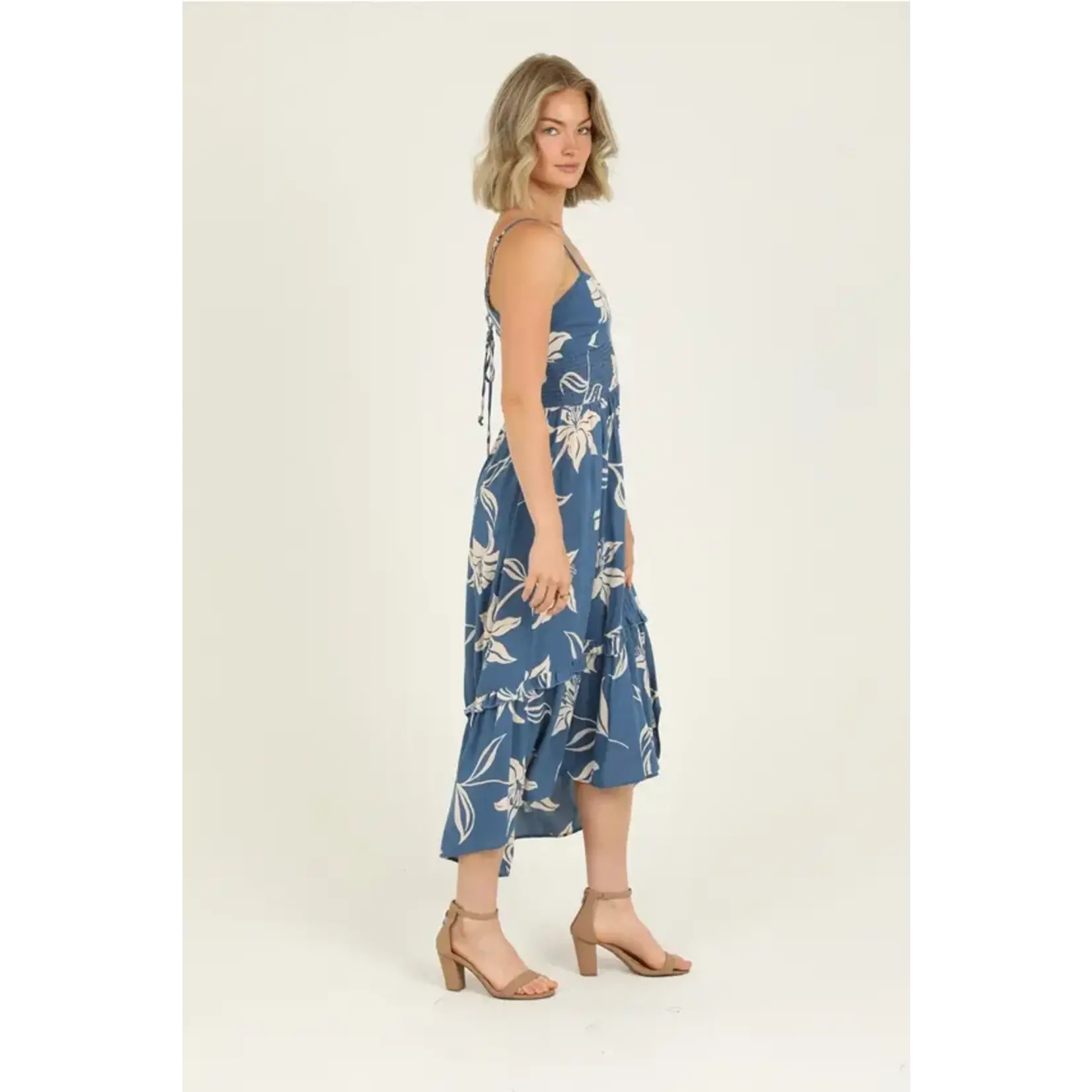 Angie Lace Up Back Floral Dress