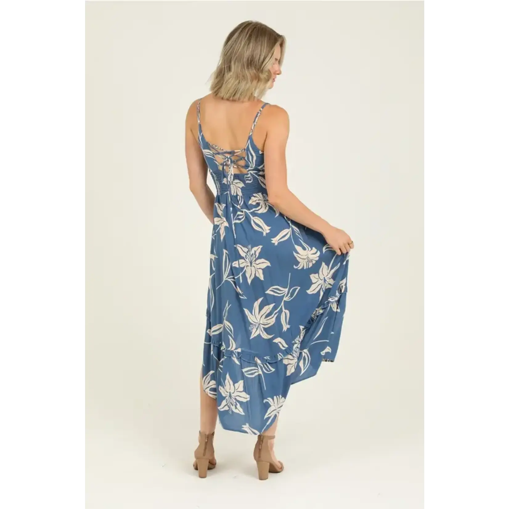 Angie Lace Up Back Floral Dress